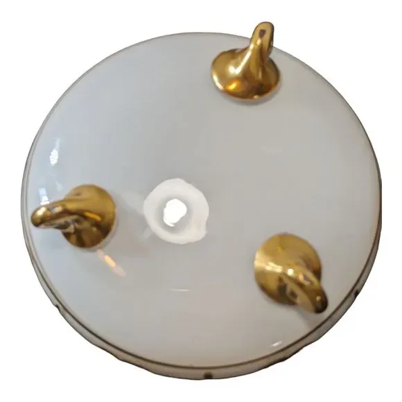 VTG Bohemian Czech Opaline Glass Bowl with Gold Motif Smoke Bowl/Candy Bowl READ - Picture 6 of 16